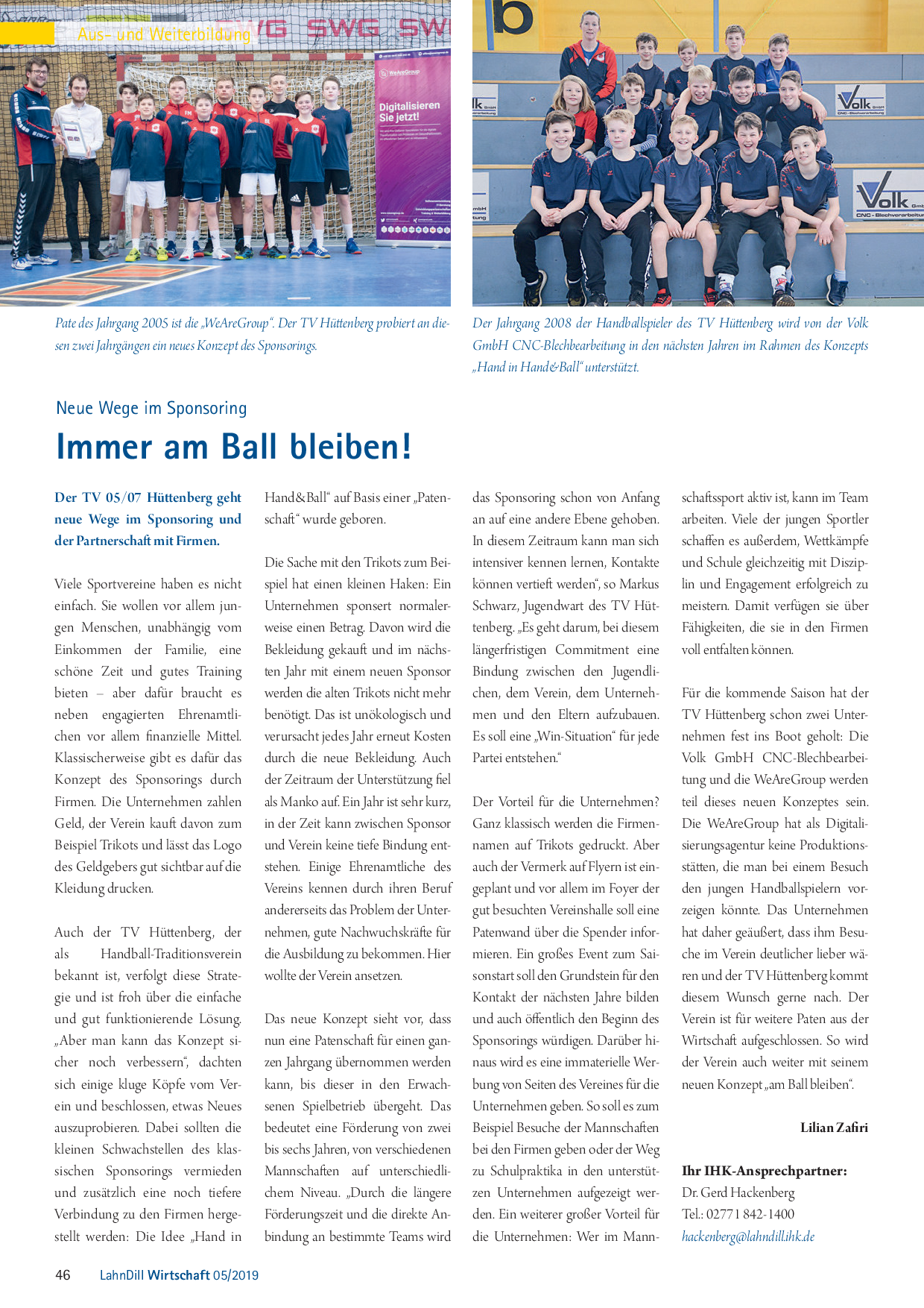 Immer am Ball bleiben! - Neue Wege im Sponsoring (von Lilian Zafiri, Lahn-Dill-Wirtschaft)